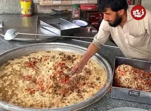 ببینید؛ غذای خیابانی در پاکستان؛ پخت 40 کیلو کابلی پلو با گوشت در پیشاور