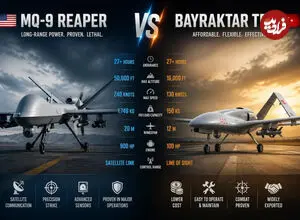 تصاویر| مقایسه MQ-9 Reaper و Bayraktar TB2؛ کدام پهپاد رزمی برتر است؟