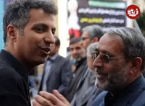 ببینید| عادل فردوسی‌پور و علی پروین در مراسم ختم اکبر عبدی