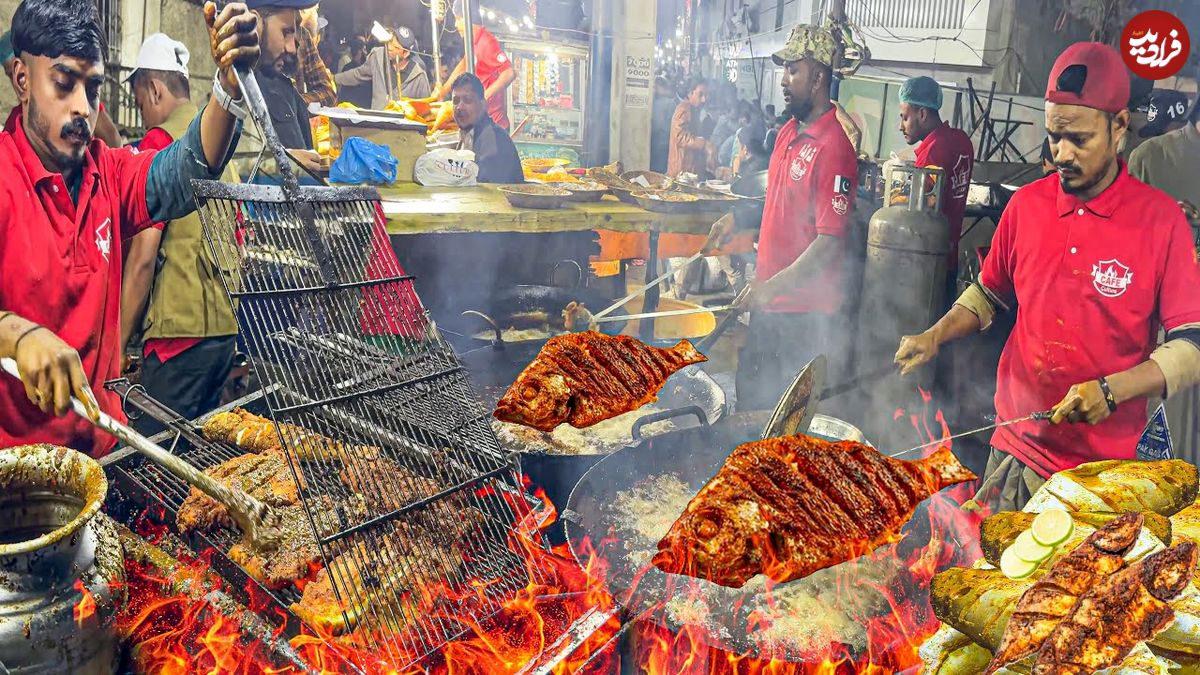 ببینید؛ غذای خیابانی در پاکستان؛ ماهی سرخ شده و کبابی در کراچی