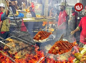 ببینید؛ غذای خیابانی در پاکستان؛ ماهی سرخ شده و کبابی در کراچی