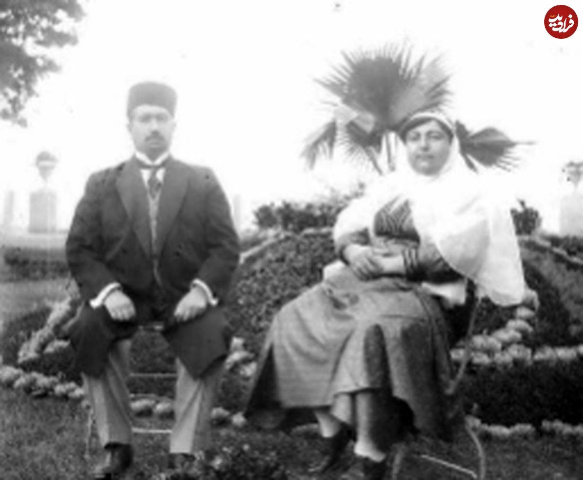 (عکس) محمدعلی شاه و همسرش ملکه جهان در تبعید 