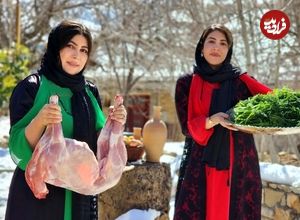 (ویدئو) کباب کردن تماشایی بره و ماهی توسط مادر و دختران مشهور روستایی کردستانی