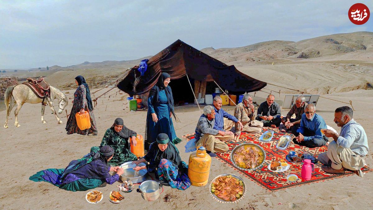 ببینید؛ غذای روستایی در ایران؛ پخت کله پاچه توسط سه بانوی عشایر در طبیعت