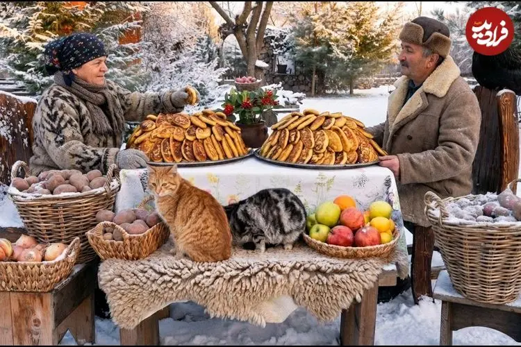 ببینید| غذای روستایی در آذربایجان؛ پخت پای سنتی با گوشت گاو و سیب زمینی