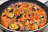 ببینید؛ طرز تهیه یک خوراک خوشمزه ایتالیایی با بادمجان و گوجه
