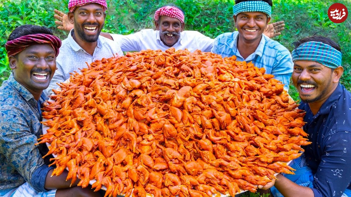 ببینید؛ غذای روستایی در هند؛ پخت یک غذای سنتی با 500 بلدرچین