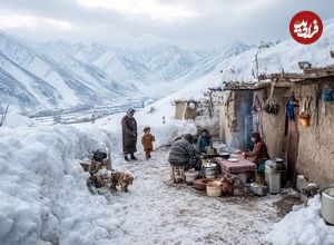 ببینید؛ غذای روستایی در افغانستان؛ پخت یک غذای محلی با مرغ و سیب زمینی در غار