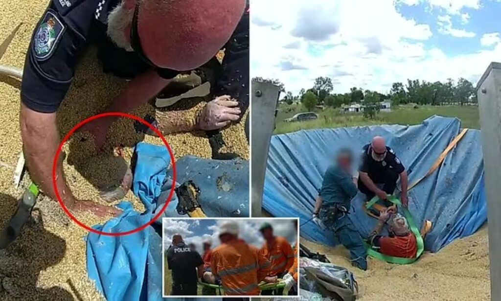 ( ویدیو) لحظات نفسگیر نجات کشاورز استرالیایی که داخل سیلوی غلات مدفون شده بود 