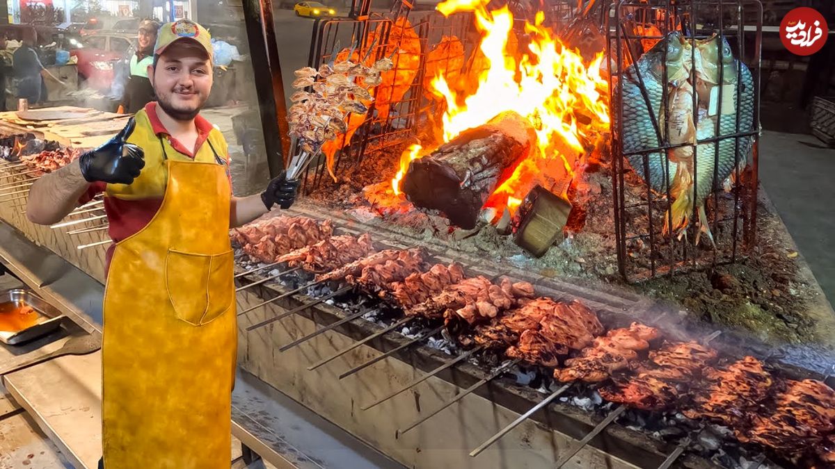 ببینید؛ غذای خیابانی در عراق؛ پخت انواع کباب و ماهی به سبک کرکوکی ها