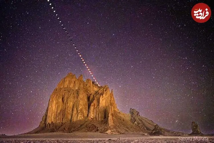 عکس روز ناسا از حرکت ماه سرخ در آسمان