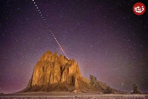 عکس روز ناسا از حرکت ماه سرخ در آسمان