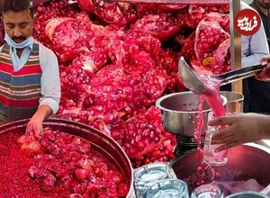 ببینید؛ غذای خیابانی در پاکستان؛ تهیه آب انار در کراچی