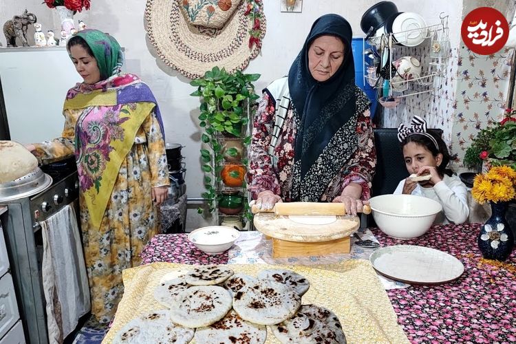 ببینید| غذای روستایی در ایران؛ پخت کباب کوبیده و تهیه نان به روش سنتی