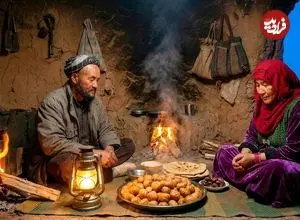 ببینید| غذای روستایی در افغانستان؛ پخت نان محلی برای افطار در غار