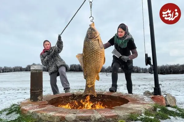 ببینید| غذای روستایی در اوکراین؛ پخت ماهی خاویاری 25 کیلوگرمی شکم پر در تنور