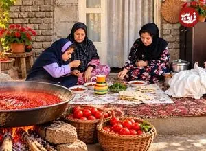 ببینید| غذای روستایی در ایران؛ مراحل دیدنی تهیه سس گوجه فرنگی سنتی