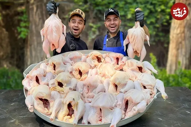 ببینید| غذای خیابانی در ایران؛ تهیه بریانی با 20 مرغ کامل در تنور