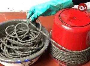 ببنیید| با سیمان و طناب، خیلی راحت این گلدان زیبا را درست کنید