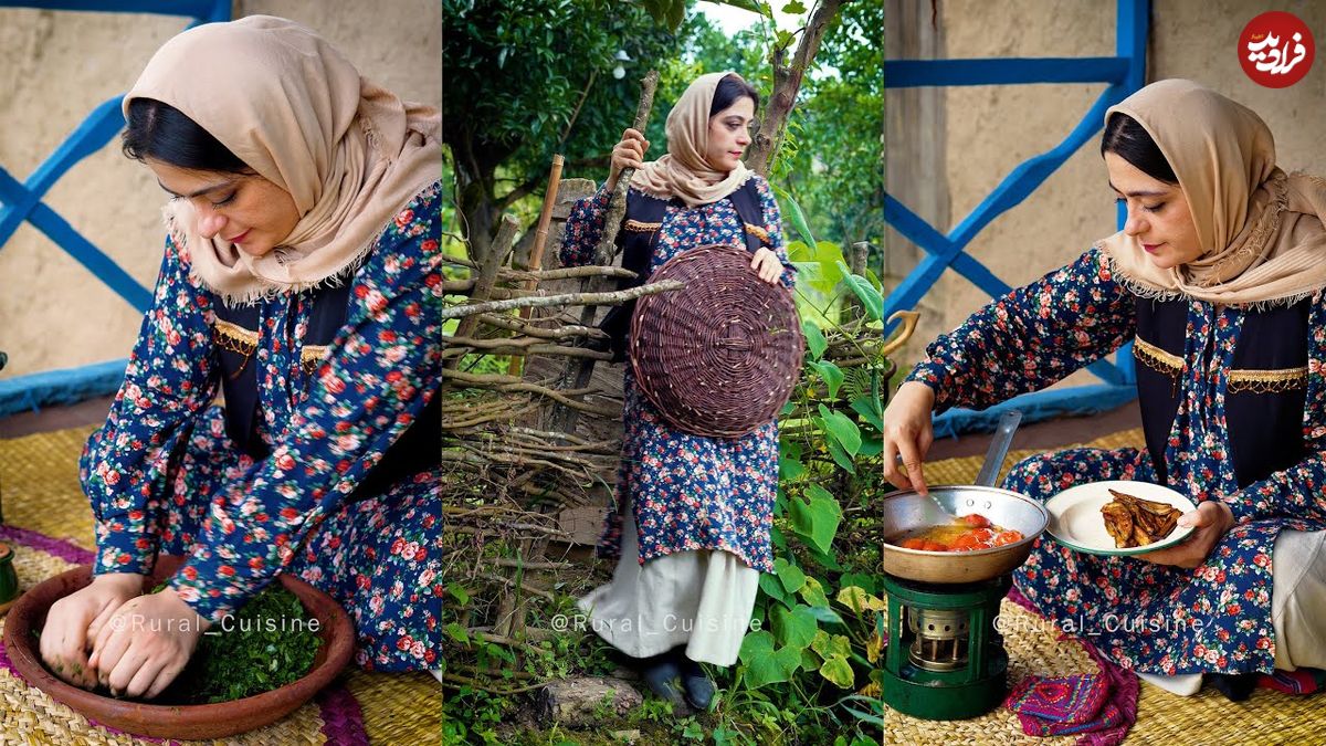 ببینید؛ غذای روستایی در ایران؛ پخت خورشت ترش واش گیلانی