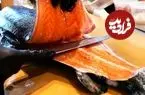 ببینید| غذای خیابانی در ژاپن؛ برش ماهرانه ماهی تن و سالمون و تهیه ساشیمی لوکس با آن ها در توکیو