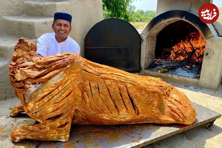 (ویدئو) فرآیند پخت یک گاو 200 کیلوگرمی در تنور به سبک آشپز مشهور پاکستانی