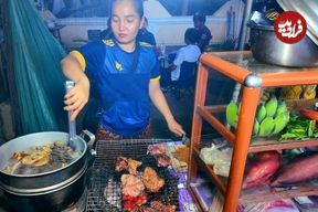 ببینید؛ غذای خیابانی در کامبوج؛ تهیه یک غذای سنتی با گوشت گاو در پنوم پن