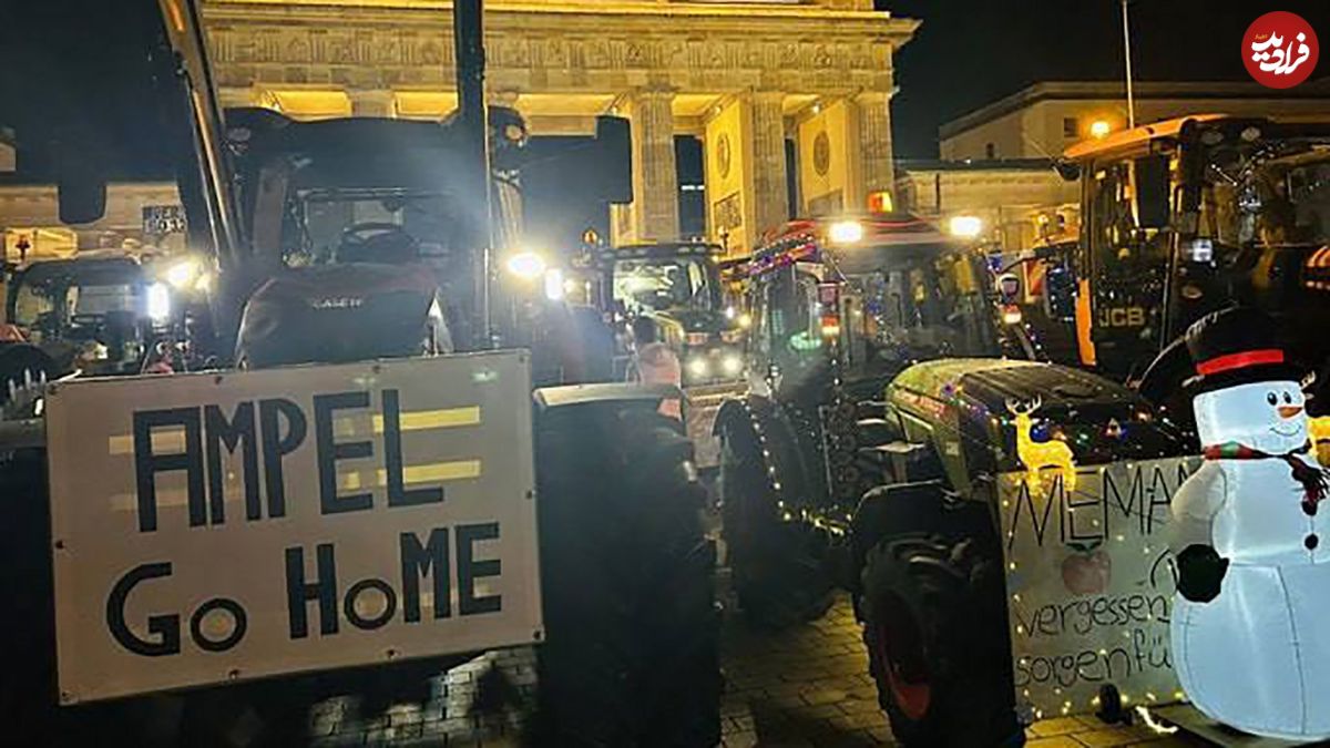 (ویدئو) تصاویری از نحوه عجیب اعتراض کشاورزان در آلمان