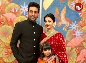 عکس| سفر در زمان؛ «آیشواریا رای» در کنار همسر و پدر شوهرش در یک معبد؛ سال 1386