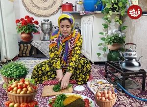 ببینید| غذای روستایی در ایران؛ پخت کوکو سیب زمینی و کوکو سبزی
