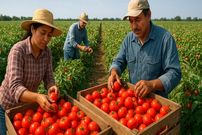 ببینید| مراحل تماشایی برداشت و فرآوری صدها تن گوجه فرنگی در کالیفرنیا