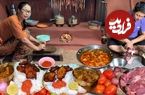 ببینید؛ غذای روستایی در نپال؛ پخت خوراک کاری با گوشت گاومیش در کوهستان