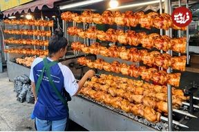 ببینید؛ غذای خیابانی در تایلند؛ مرغ کبابی زغالی در بانکوک