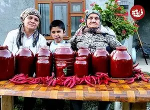 ببینید| غذای روستایی در آذربایجان؛ برداشت گوجه فرنگی از باغ و تهیه رب با آن