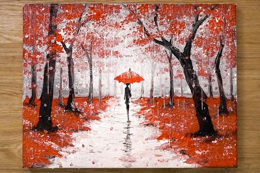 (ویدئو) این نقاشی زیبای باران پاییزی رو خیلی ساده خودت بکش