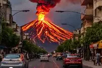 تصویرسازی هوش مصنوعی از فوران آخرالزمانی «دماوند»