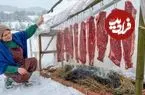 ببینید| غذای روستایی در آذربایجان؛ خشک و دودی کردن گوشت گاو، مرغ و ماهی در هوای برفی