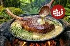 ببینید| غذای روستایی در انگلیس؛ پخت استیک تاماهاوک باطعم کره و رزماری در دل جنگل