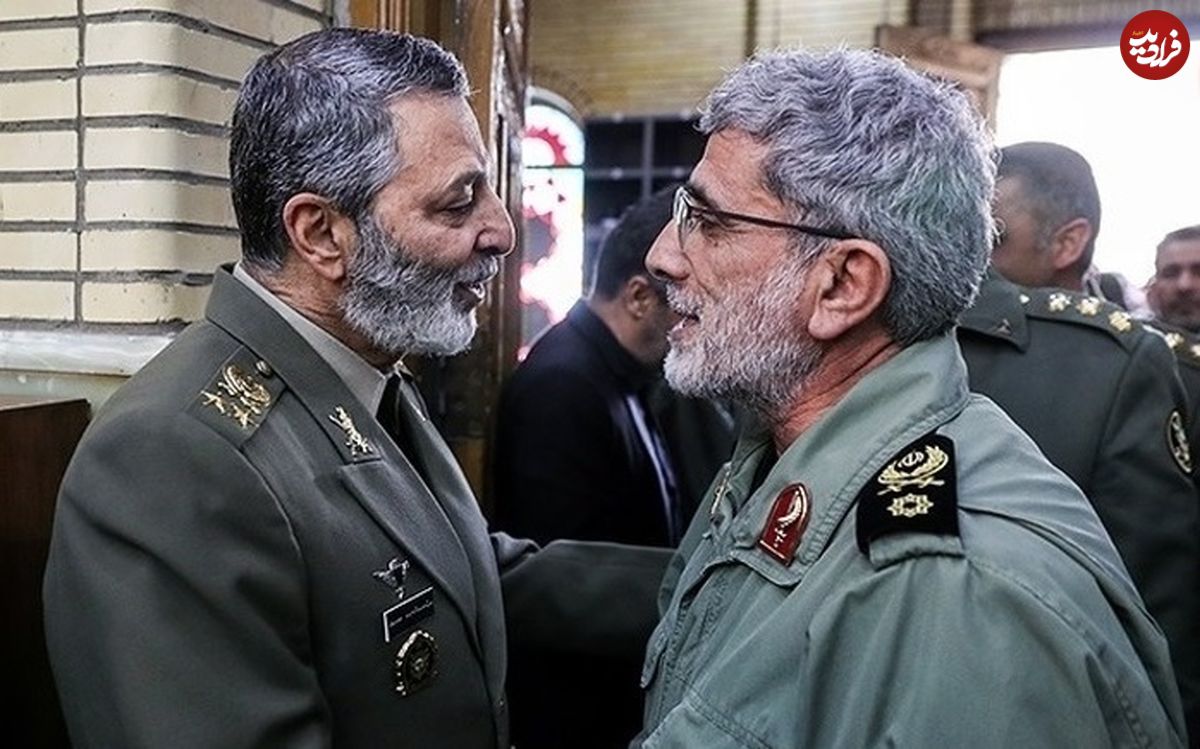 عکس؛ سفر به تاریخ؛ «امیر موسوی، سردار سلامی و سردار قاآنی» در تشییع اسماعیل هنیه؛ سال 1403