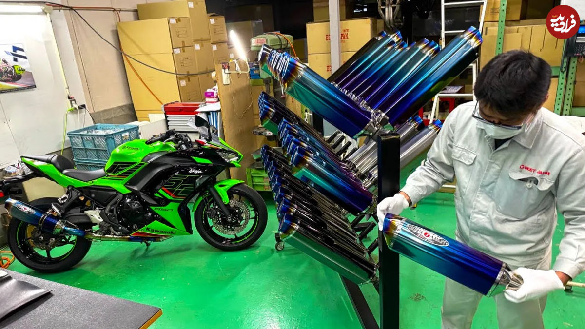 (ویدئو) فرآیند ساخت لوله اگزوز و صدا خفه کن موتور سیکلت در ژاپن 