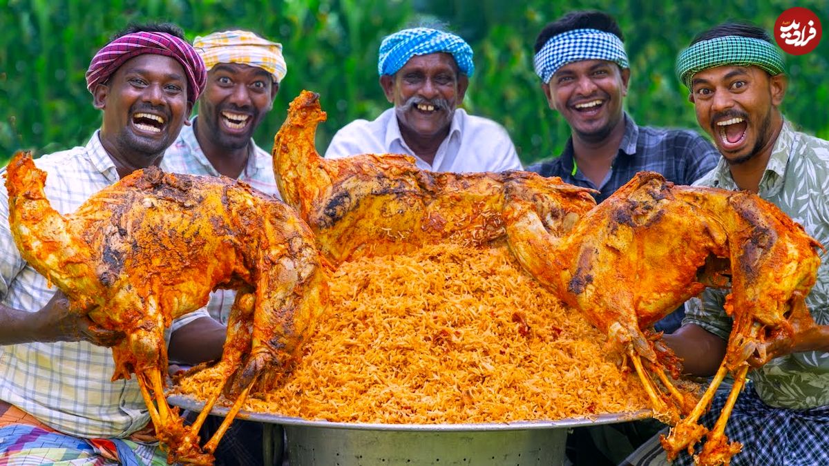 ببینید؛ غذای روستایی در هند؛ پخت بریانی با 3 بز کامل