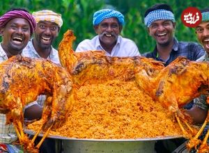 ببینید؛ غذای روستایی در هند؛ پخت بریانی با 3 بز کامل