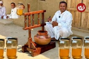 ببینید؛ غذای روستایی در پاکستان؛ تهیه کره و روغن حیوانی به روش آشپز مشهور 