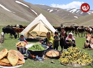 ببینید؛ غذای عشایری در افغانستان؛ جمع آوری سبزی کوهی و پخت منتو