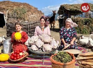 ببینید؛ غذای روستایی در ایران؛ مرغ سوخاری با سیب زمینی و پخت نان تنوری