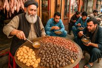 ببینید؛ غذای خیابانی در پاکستان؛ پخت غذا با جگر گوسفندی در پیشاور