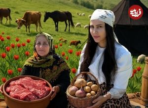 ببینید؛ غذای روستایی در گیلان؛ پخت یک قرمه سبزی اصیل در طبیعت