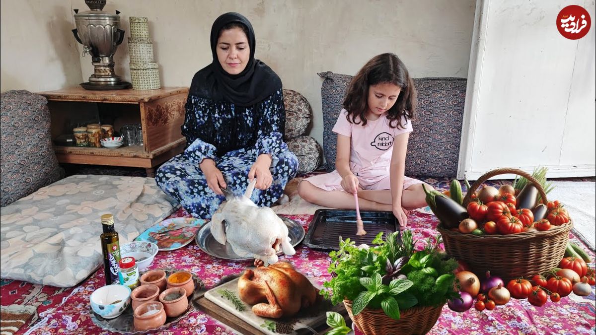 ببینید؛ غذای روستایی در ایران؛ برداشت آلبالو و کباب کردن مرغ در تنور
