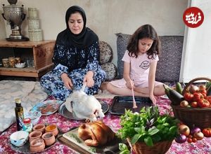 ببینید؛ غذای روستایی در ایران؛ برداشت آلبالو و کباب کردن مرغ در تنور