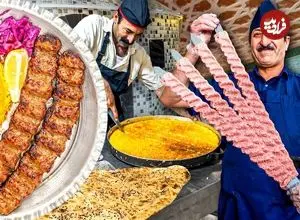 ببینید| غذای خیابانی در ایران؛ پخت کباب کوبیده با نان سنگک تازه در قم